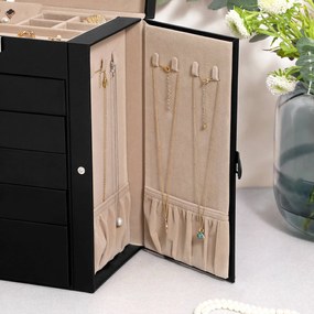 Caixa para joias com 6 níveis 26 x 15,5 x 32 cm preto