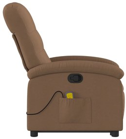 Poltrona reclinável massagens tecido castanho