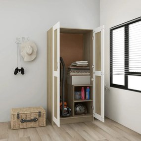 803439 vidaXL Roupeiro 82,5x51,5x180 cm contraplacado branco/carvalho sonoma