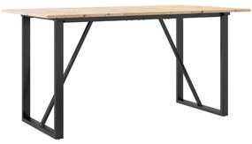 Mesa de jantar estrutura em O 160x80x75cm pinho e aço