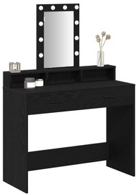 mesa de maquilhagem vidaXL com luzes LED em Carvalho Preto 100x41x140