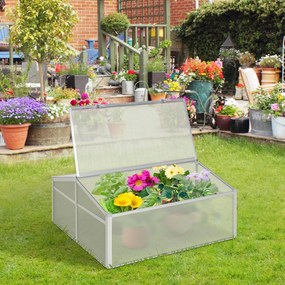 Outsunny Estufa de Jardim Alumínio Policarbonato Transparente Viveiro para Plantas Culturas 100x100x48 cm