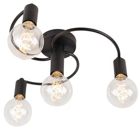 Candeeiro de teto Art Deco preto 4 luzes - Facil Art Deco,Moderno