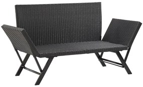 Banco de jardim c/ almofadões 176 cm vime PE preto