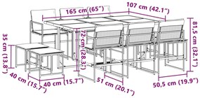 11 pcs conj. de jantar p/ jardim c/ almofadões textilene branco