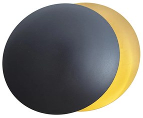 Candeeiro de parede moderno preto com dourado 34,5cm 2-luzes - Sunrise Moderno