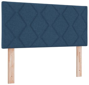 Cama Box Spring com Colchão &amp; LED Azul 90x190 cm Tecido