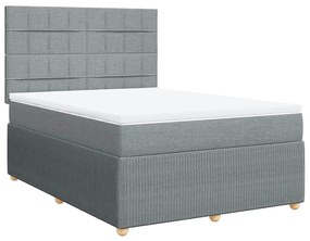 Cama com molas/colchão 140x200 cm tecido cinzento-claro