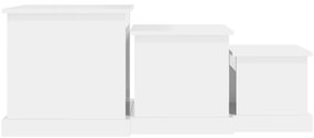 Mesas de centro 3 pcs derivados de madeira branco brilhante
