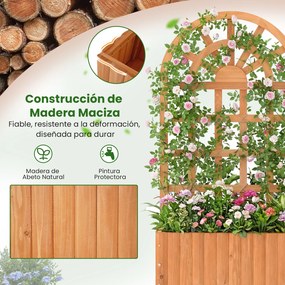 Floreira elevada de madeira com treliça 61 x 30 x 121 cm, tela de privacidade e orifícios de drenagem para plantas trepadeiras, hortaliças e flores Ma