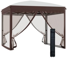 Outsunny Gazebo de Jardim 3x3 m com Mosquiteiro e Bolsa de Transporte com Rodas Cor Creme | Aosom Portugal