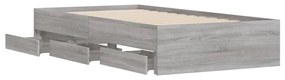 Estrutura de cama c/ gavetas derivados madeira cinza sonoma