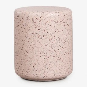 Pack De 2 Mesas De Cabeceira Redondas Ø35 Cm Em Cimento Elyndra Terrazzo Rosa Claro - Sklum