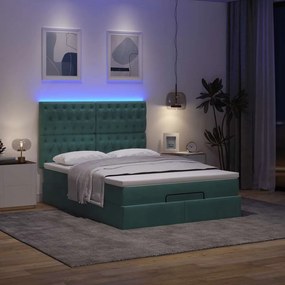 Estrutura cama otomana colchões 140x200 cm veludo verde escuro