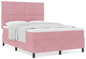 Cama Box com Colchão vidaXL Rosa 160x200 cm Veludo