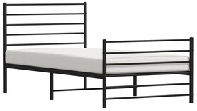 Estrutura de cama com cabeceira e pés 90x200 cm metal preto