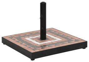 vidaXL Base para guarda-sol quadrada 12 kg terracota e branco