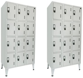 Pack 2 Cacifos Metálicos Triplo Cinza 15 Cacifos 1900x900x500mm Standard