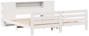 Cama sem colchão 200x200 cm madeira de pinho maciça branco