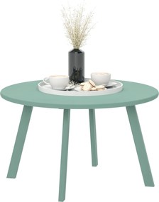 Mesa de centro redonda pequena, mesa auxiliar com patins antiderrapantes, estrutura em metal, Ø 70 x 42 cm, verde