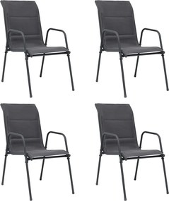 vidaXL Cadeiras de jardim empilháveis 4 pcs aço e textilene antracite