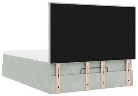 Estrutura cama otomana colchões 140x200cm veludo cinzento claro