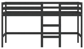 Cama alta p/ criança c/ escada 90x190 cm pinho maciço preto