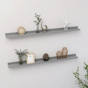 vidaXL Prateleiras de parede 2 pcs 100x9x3 cm cinzento