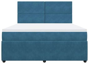 Cama com molas/colchão 180x200 cm veludo azul