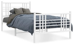 376383 vidaXL Estrutura de cama com cabeceira e pés 90x190 cm metal branco