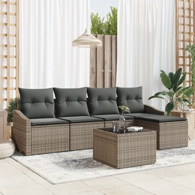 Conjunto de Jantar de Jardim com Almofadas Preta Vime Poliéster