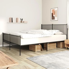 vidaXL Estrutura de cama com cabeceira e pés 200x200 cm metal preto