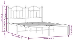 Estrutura de cama com cabeceira 140x200 cm metal preto