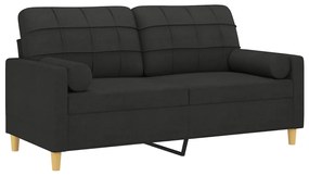 Sofá 2 lugares + almofadas decorativas 140 cm tecido preto
