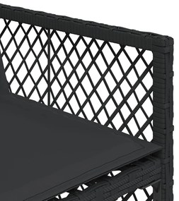 11 pcs conjunto de jantar p/ jardim c/ almofadões vime PE preto