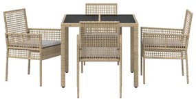 Conjunto de Jantar para Jardim 5 pcs Bege 90 x 90 x 75 cm