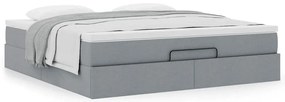 Estrutura cama otomana colchão 160x200 cm tecido cinzento claro