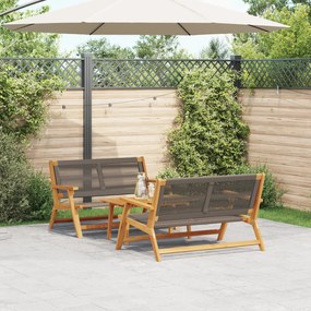 vidaXL Cadeiras de Jardim com Mesa Conjunto 3 peças Cinza Madeira Sólida de Acácia