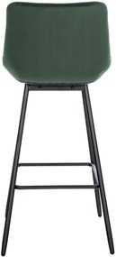 Banco de bar Weston em veludo e com estrutura preta 49 x 104 x 56 cm Verde escuro