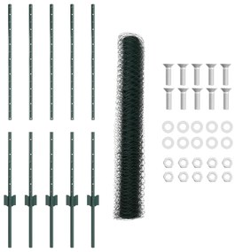 Postes de Cerca vidaXL 5 pcs U-Channel Verde 100 cm Aço