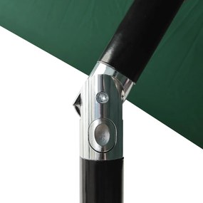 Guarda-sol de jardim com luzes LED e poste de aço 2x3 m verde