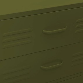 Cómoda/aparador com gavetas aço 80x35x101,5 cm verde-azeitona