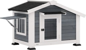 Casota para Cães de Exterior em Madeira Casa para Cães Médios com Teto de Asfalto Chão Removível 98x76x69,5 cm Cinzento