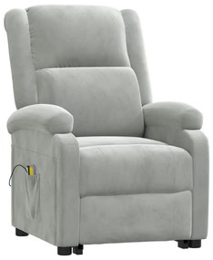 Poltrona elevatória de massagens veludo cinzento-claro