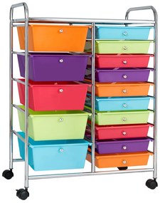 Carrinho multiusos com gavetas amovíveis e rodas com fecho Organizador de acessórios 63 x 37 x 87cm Multicolor