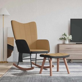 vidaXL Cadeira de baloiço com banco PVC e veludo castanho