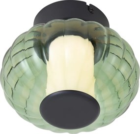 Candeeiro de Teto de Design Preto 18cm com Vidro Verde Incl. LED Regulável em 3 Passos - Margherite