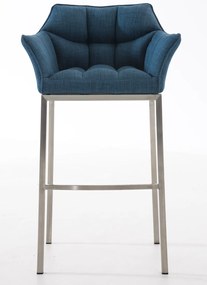 Banco de bar Damaso em tecido com estrutura prateada 64 x 110 x 48 cm Azul