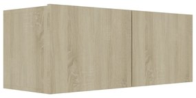 2 pcs conjunto móveis de TV derivados madeira carvalho sonoma