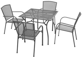 vidaXL 5 pcs conjunto de jantar para exterior aço antracite